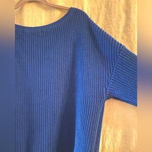 Callahan cotton blue scoopneck cableknit sweater, Size M